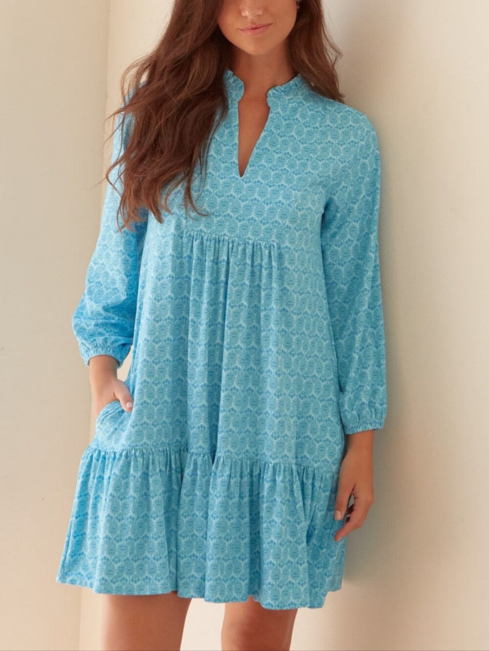 NWT! Cabana Life Rosebay Relaxed Tiered Dress Long Sleeve Cover Up UPF 50+ XL
